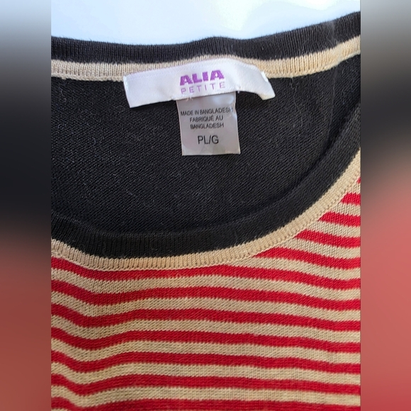 Alia Preppy Red, Black And Cream Striped Sweater,women's LG P, Cotton Blend. - Picture 6 of 11